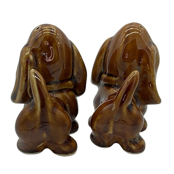 VINTAGE HOUND DOGS SALT & PEPPER SHAKERS CERAMIC TLC NEEDED - Picture 3 of 5